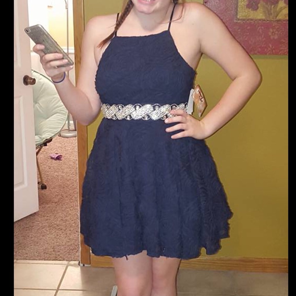 Blue ruffled dress!